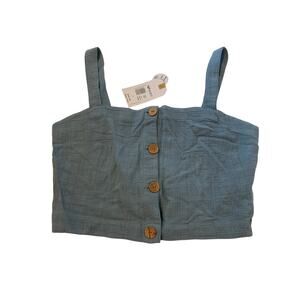 Roxy Denim Crop Top NWT Womens Size Large Festival Rave Boho Hippie Cottagecore